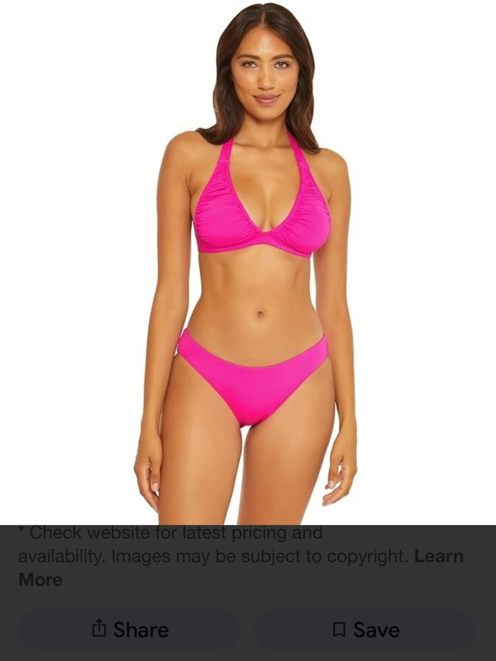 Becca by Rebecca Virtue  Hot Pink Halter Bikini Set - size L